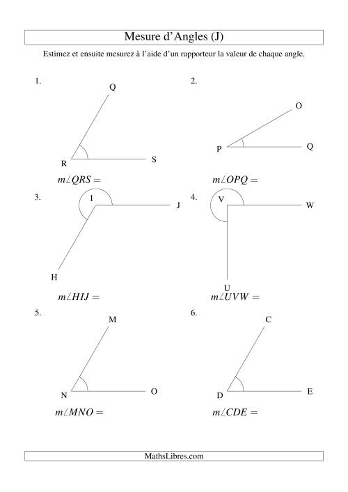 Mesure d'angles entre 0° et 360° (intervalles de 30°) (J)
