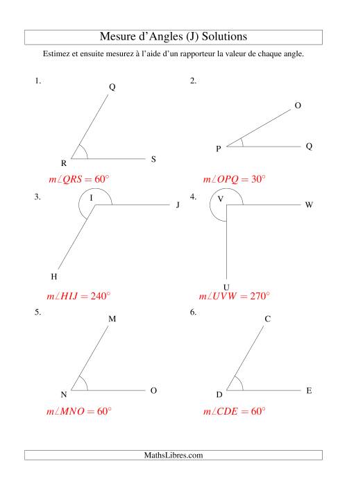 Mesure d'angles entre 0° et 360° (intervalles de 30°) (J) page 2