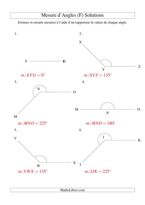Mesure d'angles entre 0° et 360° (intervalles de 45°) (F) page 2