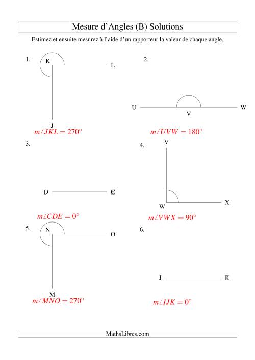 Mesure d'angles entre 0° et 360° (intervalles de 90°) (B) page 2
