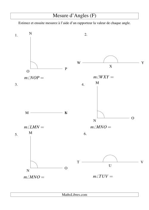 Mesure d'angles entre 0° et 360° (intervalles de 90°) (F)