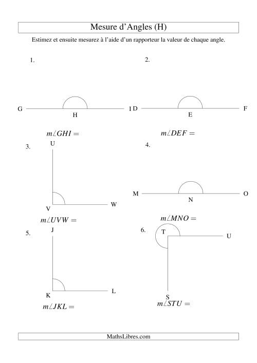 Mesure d'angles entre 0° et 360° (intervalles de 90°) (H)