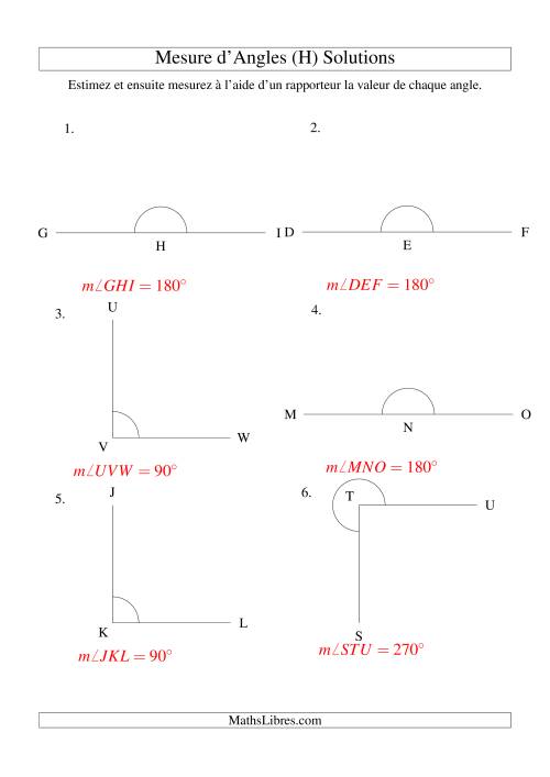 Mesure d'angles entre 0° et 360° (intervalles de 90°) (H) page 2