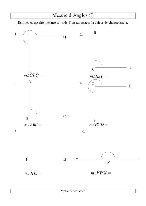 Mesure d'angles entre 0° et 360° (intervalles de 90°) (I)