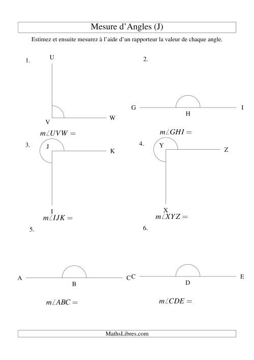 Mesure d'angles entre 0° et 360° (intervalles de 90°) (J)