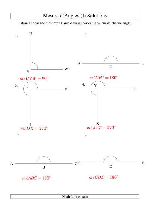 Mesure d'angles entre 0° et 360° (intervalles de 90°) (J) page 2