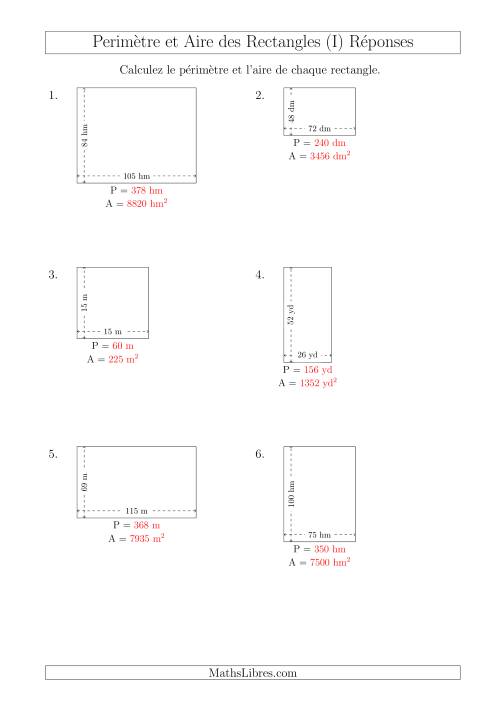 Calcul du Périmètre et de l'Aire des Rectangles (Avec de Larges Nombres Entiers) (I) page 2