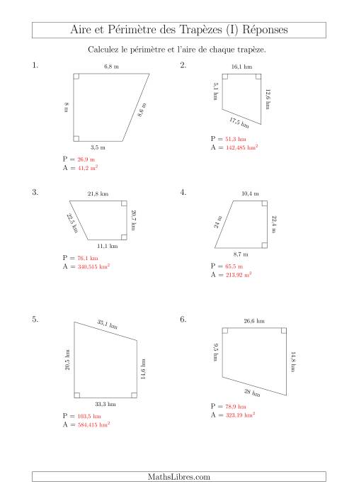 Calcul de l'Aire et du Périmètre des Trapèzes Rectangles (I) page 2