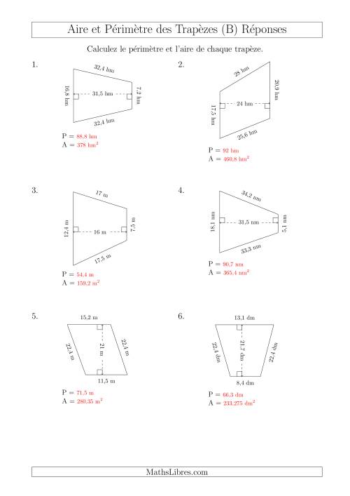Calcul de l'Aire et du Périmètre des Trapèzes Scalènes (B) page 2