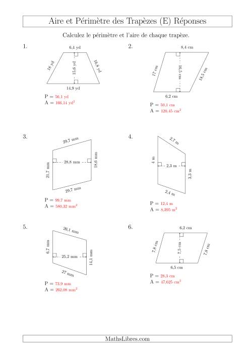 Calcul de l'Aire et du Périmètre des Trapèzes Scalènes (E) page 2