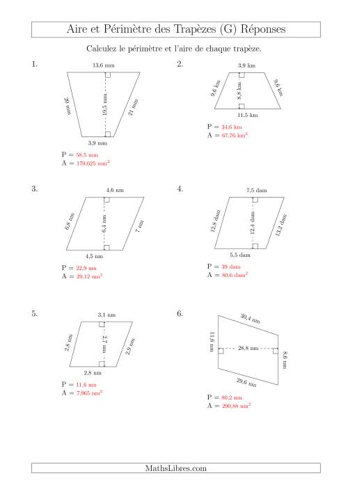 Calcul de l'Aire et du Périmètre des Trapèzes Scalènes (G) page 2