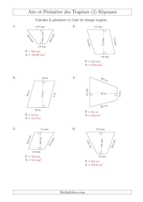 Calcul de l'Aire et du Périmètre des Trapèzes Scalènes (J) page 2