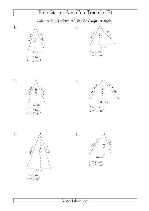 Calcul de l'Aire et du Périmètre d'un Triangle Aigu (B)