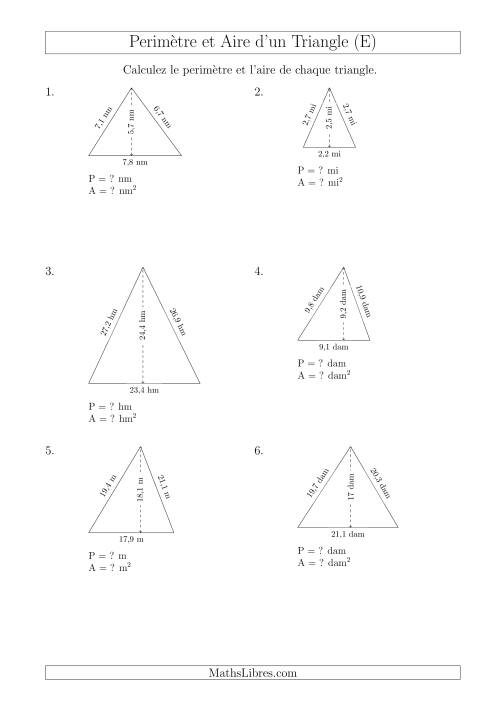 Calcul de l'Aire et du Périmètre d'un Triangle Aigu (E)