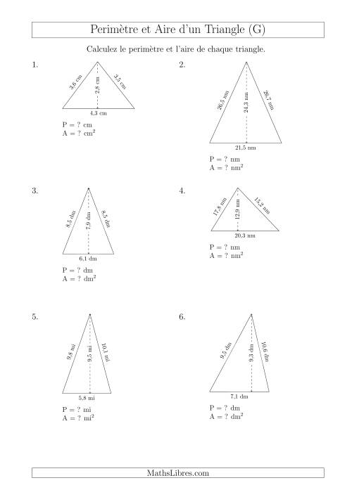 Calcul de l'Aire et du Périmètre d'un Triangle Aigu (G)