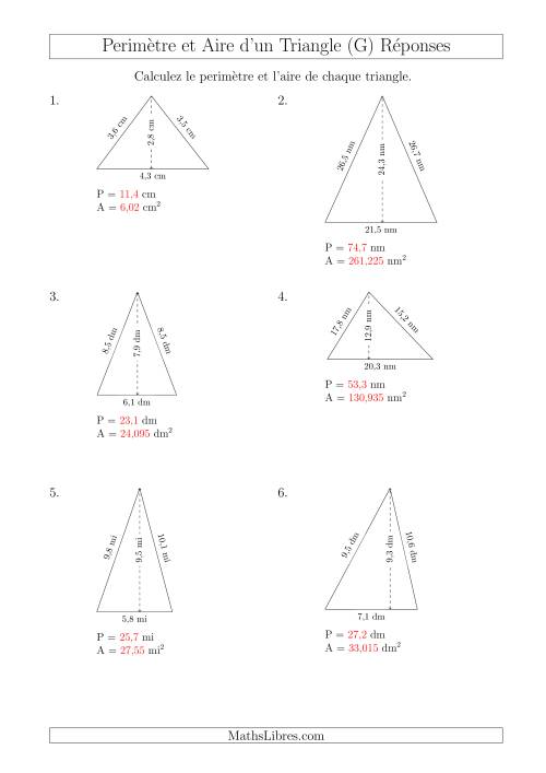 Calcul de l'Aire et du Périmètre d'un Triangle Aigu (G) page 2