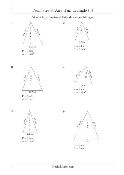 Calcul de l'Aire et du Périmètre d'un Triangle Aigu (J)