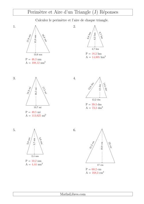 Calcul de l'Aire et du Périmètre d'un Triangle Aigu (J) page 2
