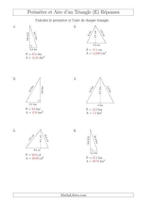Calcul de l'Aire et du Périmètre des Triangles Aigu et Rectangle (E) page 2