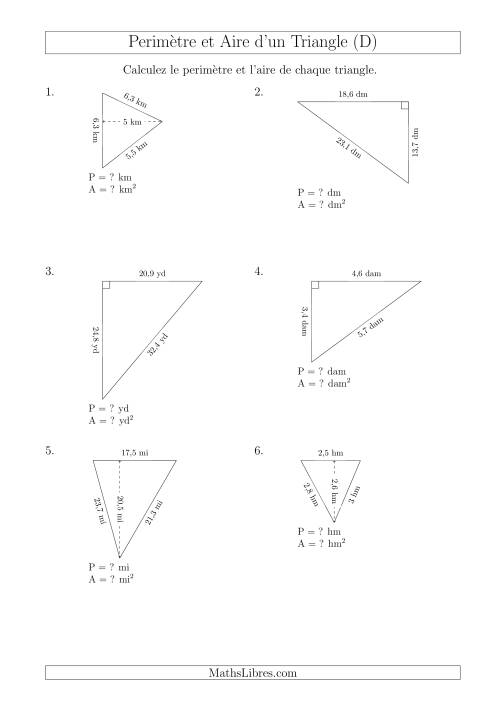 Calcul de l'Aire et du Périmètre des Triangles Aigu et Rectangle (En Rotation) (D)