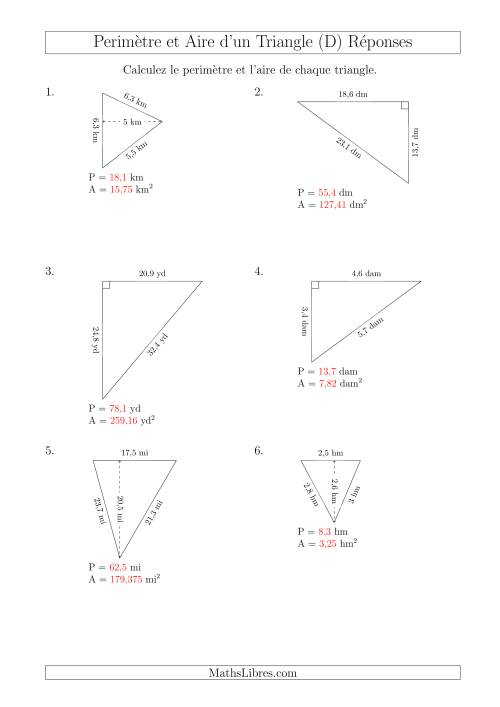 Calcul de l'Aire et du Périmètre des Triangles Aigu et Rectangle (En Rotation) (D) page 2