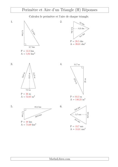 Calcul de l'Aire et du Périmètre des Triangles Aigu et Rectangle (En Rotation) (H) page 2