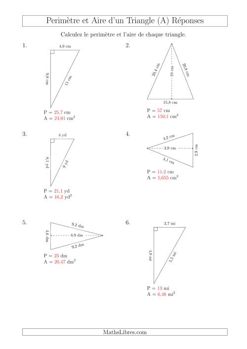 Calcul de l'Aire et du Périmètre des Triangles Aigu et Rectangle (En Rotation) (Tout) page 2
