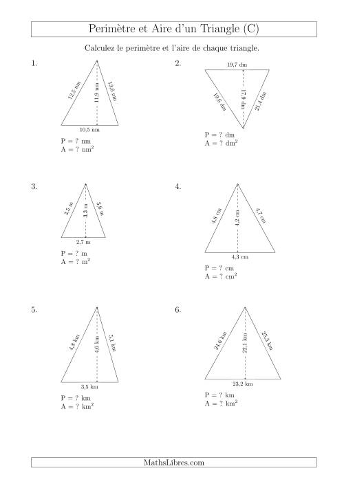 Calcul de l'Aire et du Périmètre d'un Triangle Aigu (En Rotation) (C)