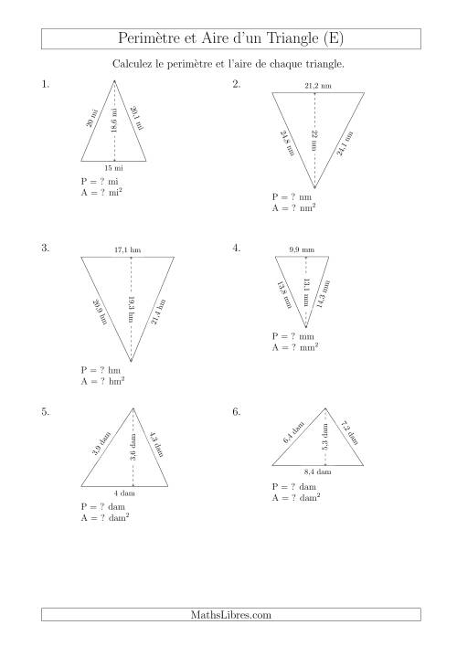 Calcul de l'Aire et du Périmètre d'un Triangle Aigu (En Rotation) (E)