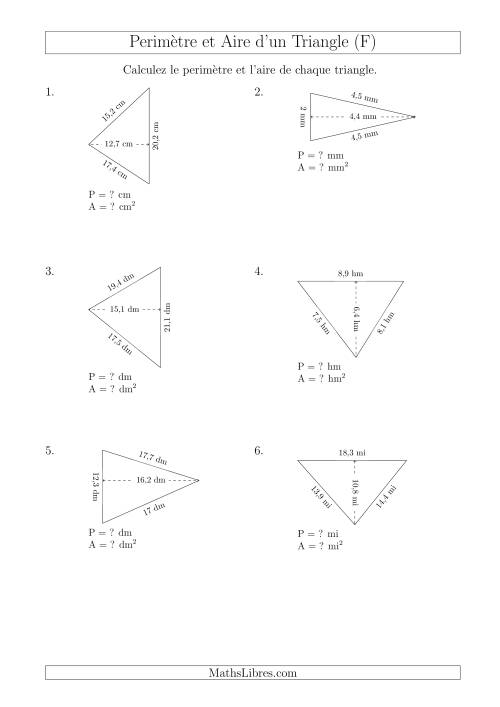 Calcul de l'Aire et du Périmètre d'un Triangle Aigu (En Rotation) (F)