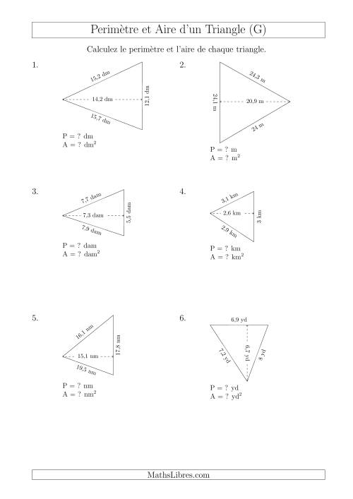 Calcul de l'Aire et du Périmètre d'un Triangle Aigu (En Rotation) (G)