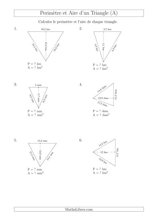 Calcul de l'Aire et du Périmètre d'un Triangle Aigu (En Rotation) (Tout)