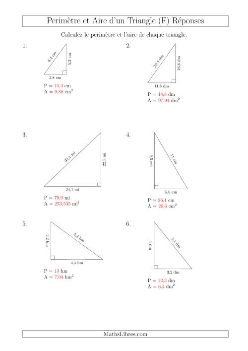 Calcul de l'Aire et du Périmètre d'un Triangle Rectangle (En Rotation) (F) page 2