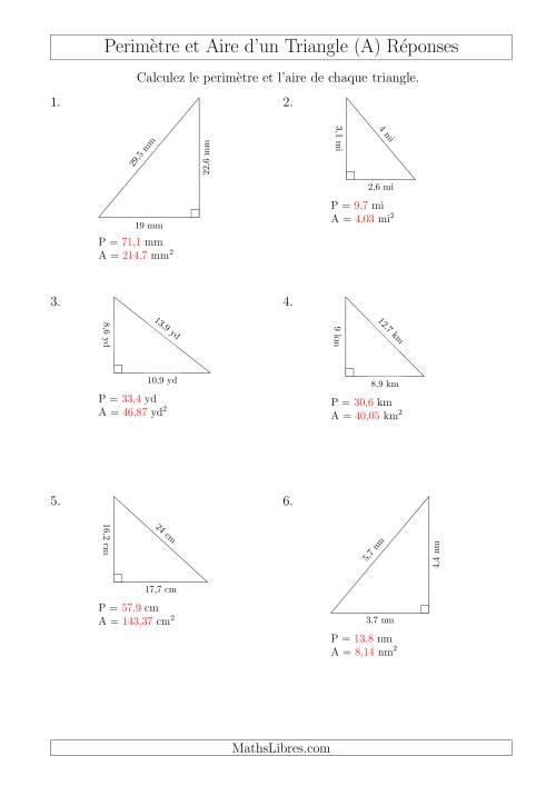 Calcul de l'Aire et du Périmètre d'un Triangle Rectangle (En Rotation) (Tout) page 2
