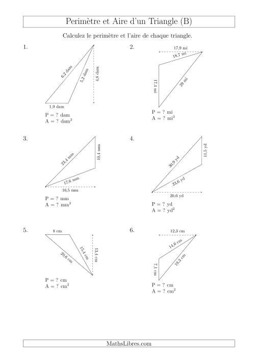 Calcul de l'Aire et du Périmètre d'un Triangle Obtusangle (En Rotation) (B)