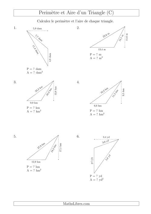 Calcul de l'Aire et du Périmètre d'un Triangle Obtusangle (En Rotation) (C)