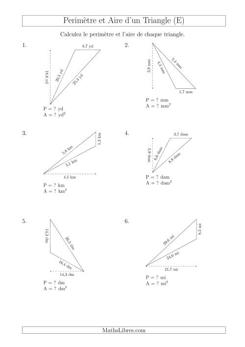 Calcul de l'Aire et du Périmètre d'un Triangle Obtusangle (En Rotation) (E)