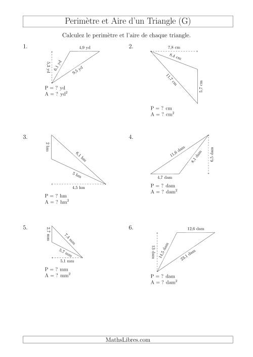 Calcul de l'Aire et du Périmètre d'un Triangle Obtusangle (En Rotation) (G)