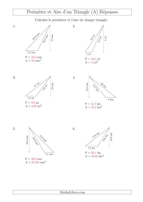 Calcul de l'Aire et du Périmètre d'un Triangle Obtusangle (Tout) page 2