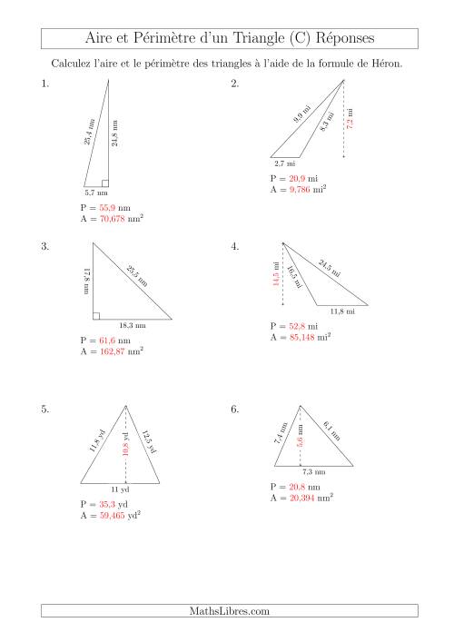 Calcul de l'Aire et du Périmètre à l'aide de la Formule de Héron (C) page 2