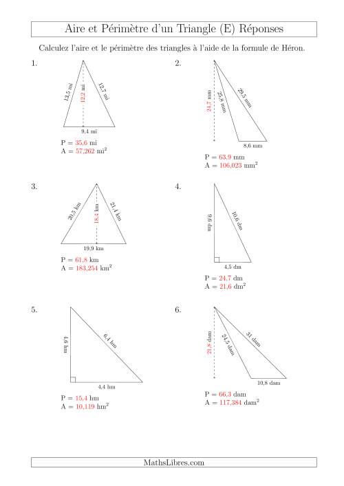 Calcul de l'Aire et du Périmètre à l'aide de la Formule de Héron (E) page 2