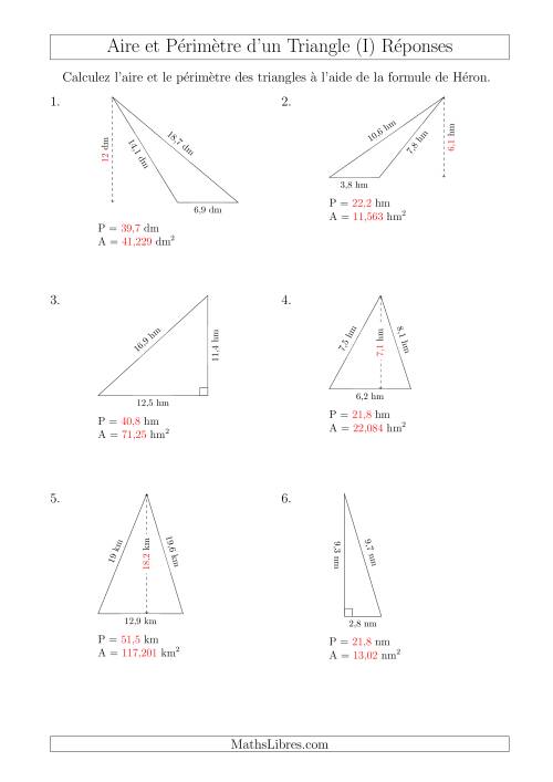 Calcul de l'Aire et du Périmètre à l'aide de la Formule de Héron (I) page 2