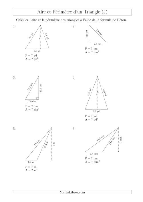 Calcul de l'Aire et du Périmètre à l'aide de la Formule de Héron (J)