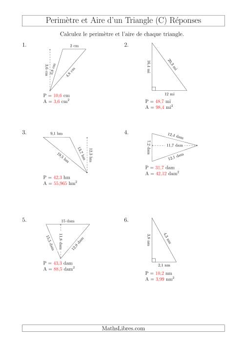 Calcul de l'Aire et du Périmètre des Triangles Divers (En Rotation) (C) page 2