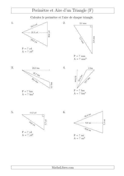 Calcul de l'Aire et du Périmètre des Triangles Divers (En Rotation) (F)