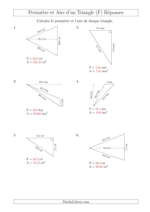 Calcul de l'Aire et du Périmètre des Triangles Divers (En Rotation) (F) page 2