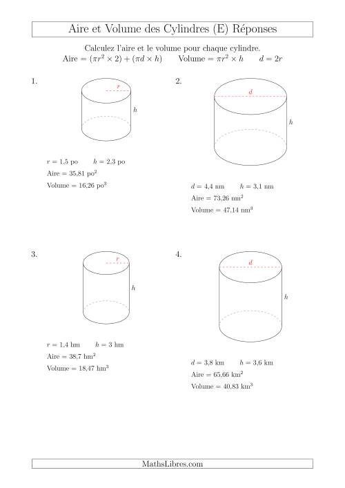 Calcul de l'Aire et du Volume des Cylindres avec de Petits Nombres (E) page 2