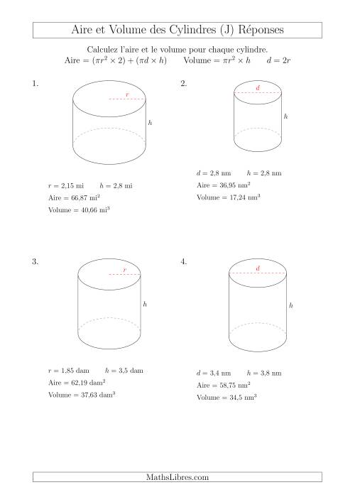 Calcul de l'Aire et du Volume des Cylindres avec de Petits Nombres (J) page 2
