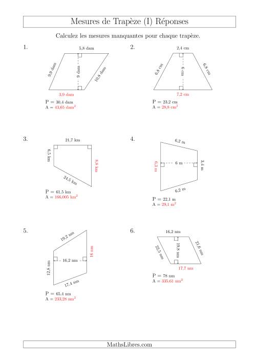 Calcul de la Base et l'Aire des Trapèzes (I) page 2