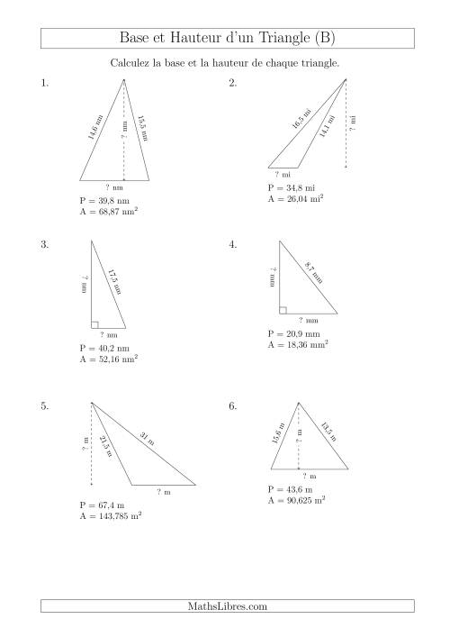 Calcul de la Base et Hauteur des Triangles (B)